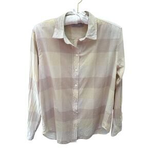 EVERLANE | Relaxed Air Shirt Beige Plaid Button Down 100% Cotton | Size 2
